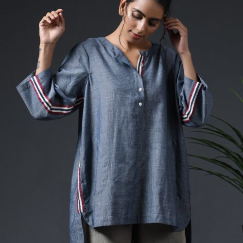 Chambray tape blouse Front