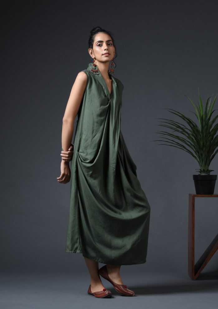 Cowl sleeveless dress Front scaled