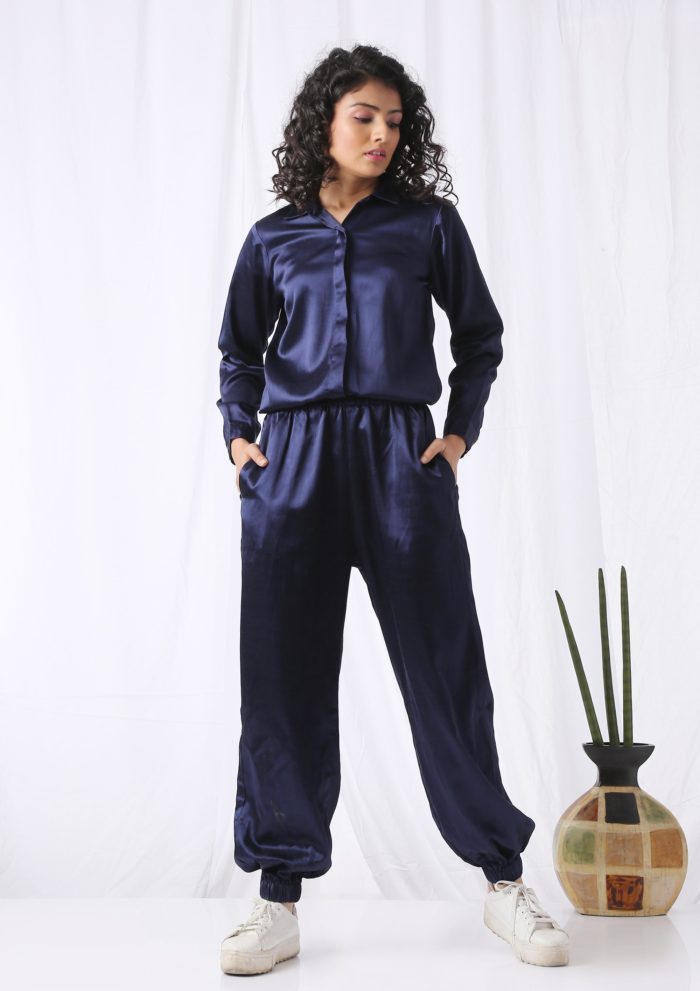 Jogger Jumpsuit Navy Blue Front scaled