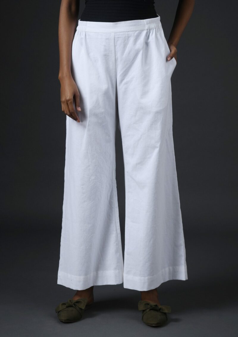 Wide Leg Pants White Front scaled