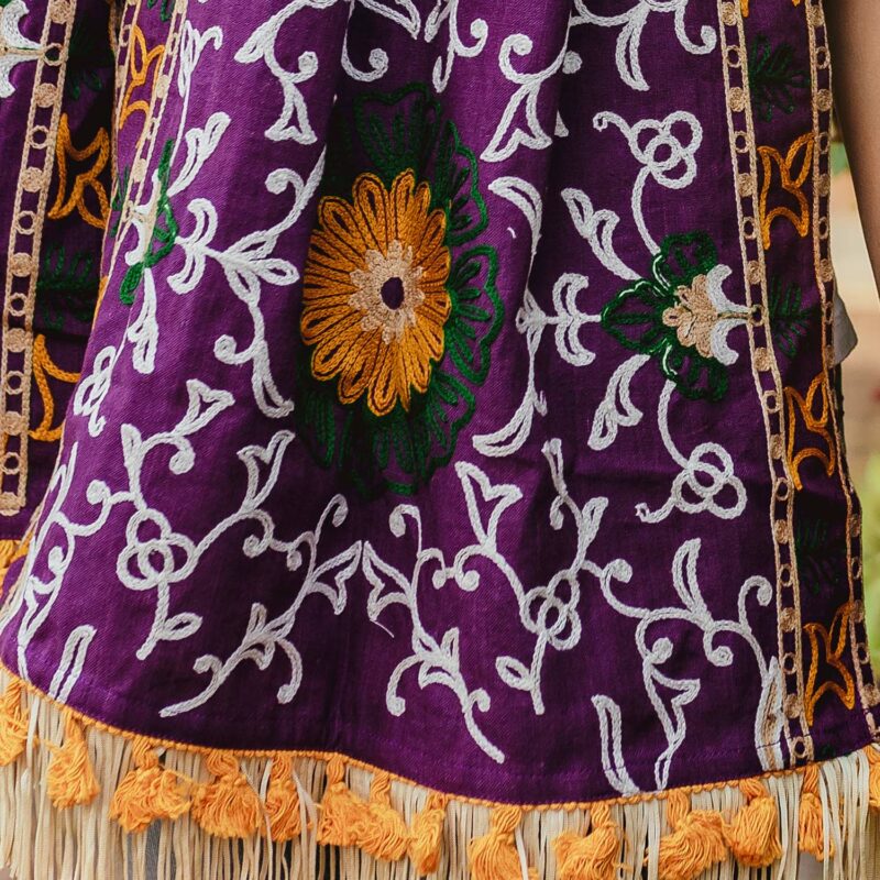 Heavily Woollen Embroidered Purple Khadi Muffler Mesmora 2