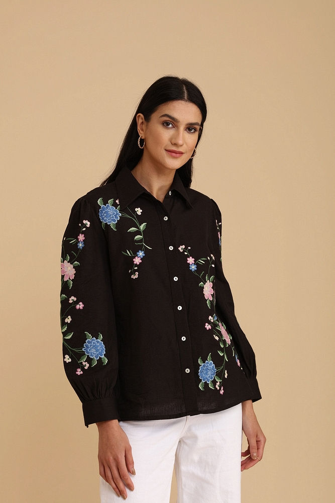 Black Exquisite Embroidered Shirt 1