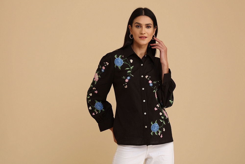 Black Exquisite Embroidered Shirt 3
