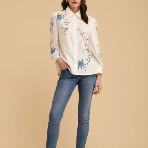 White Exquisite Embroidered Shirt 1