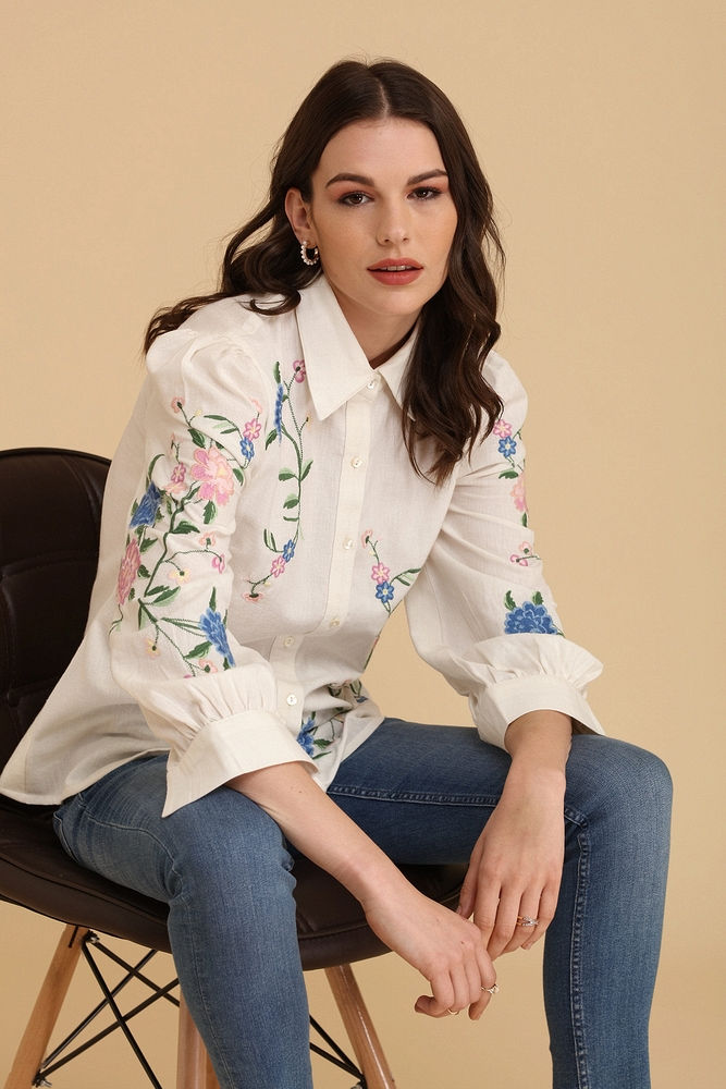 White Exquisite Embroidered Shirt 2