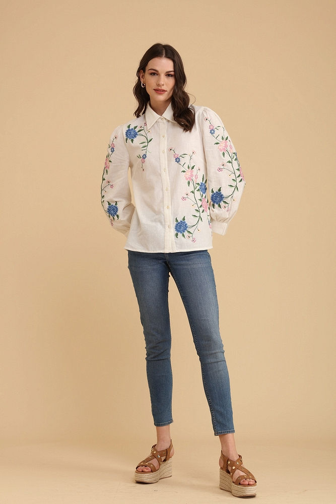 White Exquisite Embroidered Shirt 4