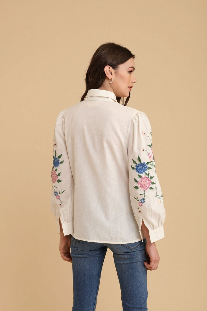 White Exquisite Embroidered Shirt 5