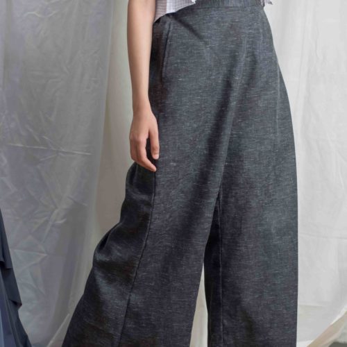 Charcoal Grey Inverted Box Pleated Straight Pant 1