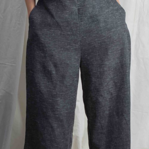 Charcoal Grey Inverted Box Pleated Straight Pant 2