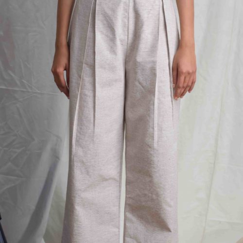 Light Grey Inverted Box Pleated Straight Pant 1