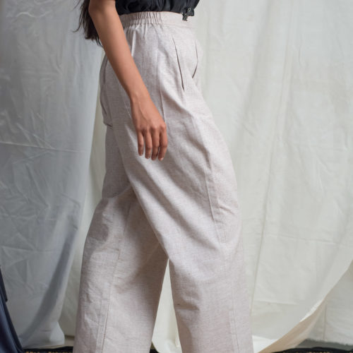 Light Grey Inverted Box Pleated Straight Pant 2