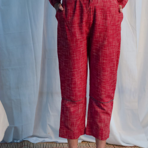 Red Broken Check Straight Pant 1