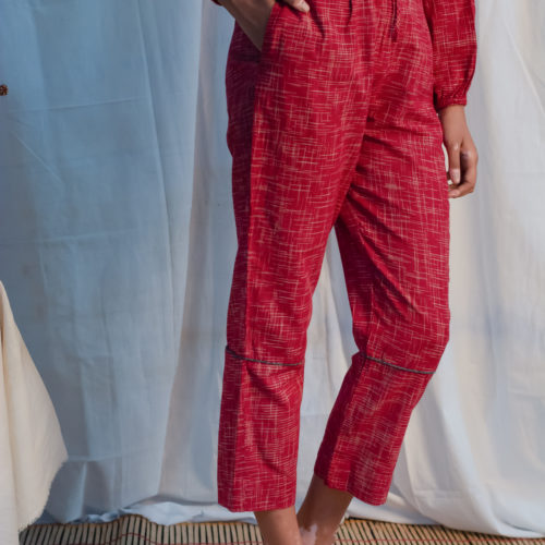 Red Broken Check Straight Pant 2