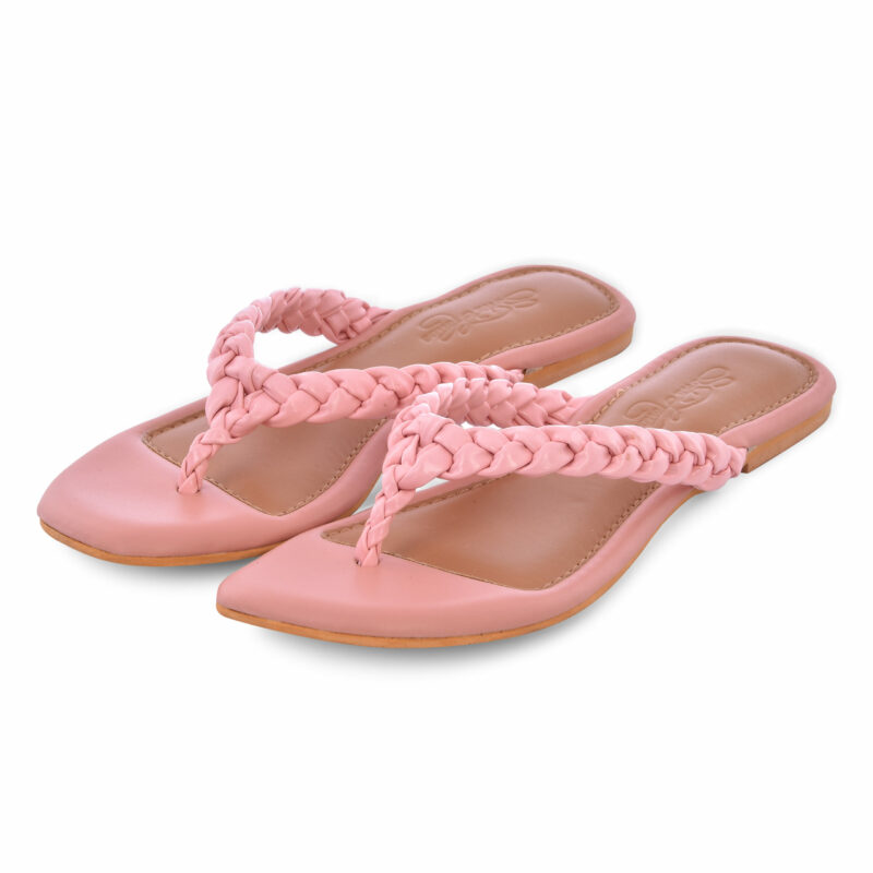 Baby Pink Woven Flats 3 scaled
