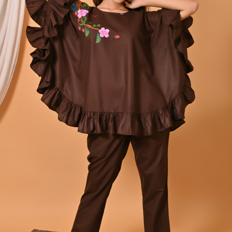 Brown Frill Poncho with Pants 1 scaled